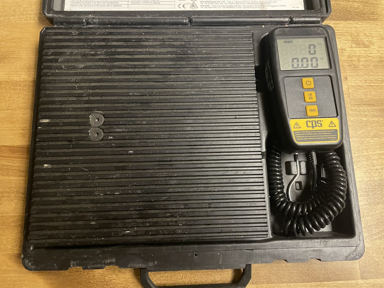 CPS CC220 220lb. Electronic Refrigerant Charging Scale W/ Recent calibration. CPS CC220 220lb. Electronic Refrigerant Charging Scale W/ Recent calibration.