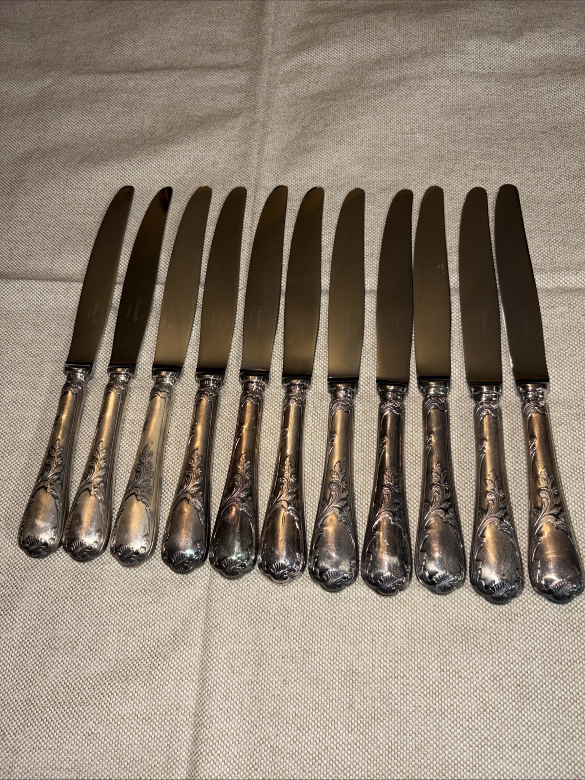 CHRISTOFLE Marly Dinner Knife Silver Plate FRANCE SET OF 11 CHRISTOFLE Marly Dinner Knife Silver Plate FRANCE SET OF 11