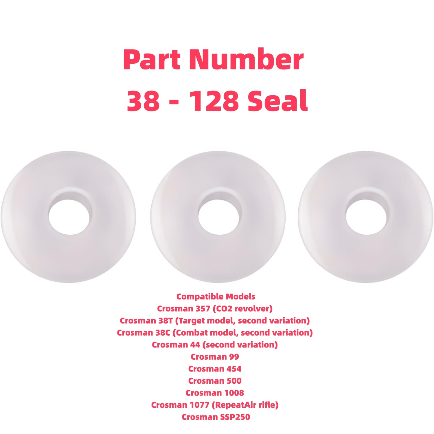 3Pcs 38-128 Valve Seal Fits Crosman 357 38T/C 99 454 500 1008 1077 SSP250 Airgun