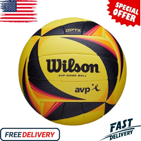 Wilson AVP OPTX Official Beach Volleyball Tour Match Game Ball - Black/Yellow Wilson AVP OPTX Official Beach Volleyball Tour Match Game Ball - Black/Yellow