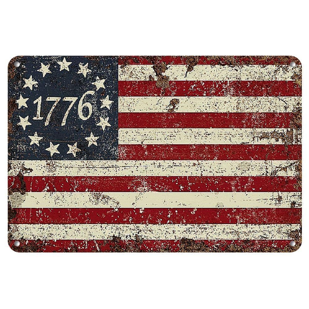 2D Vintage American Metal Sign Rustic Wall Art Patriotic Fourth of July Decor 2D Vintage American Metal Sign Rustic Wall Art Patriotic Fourth of July Decor