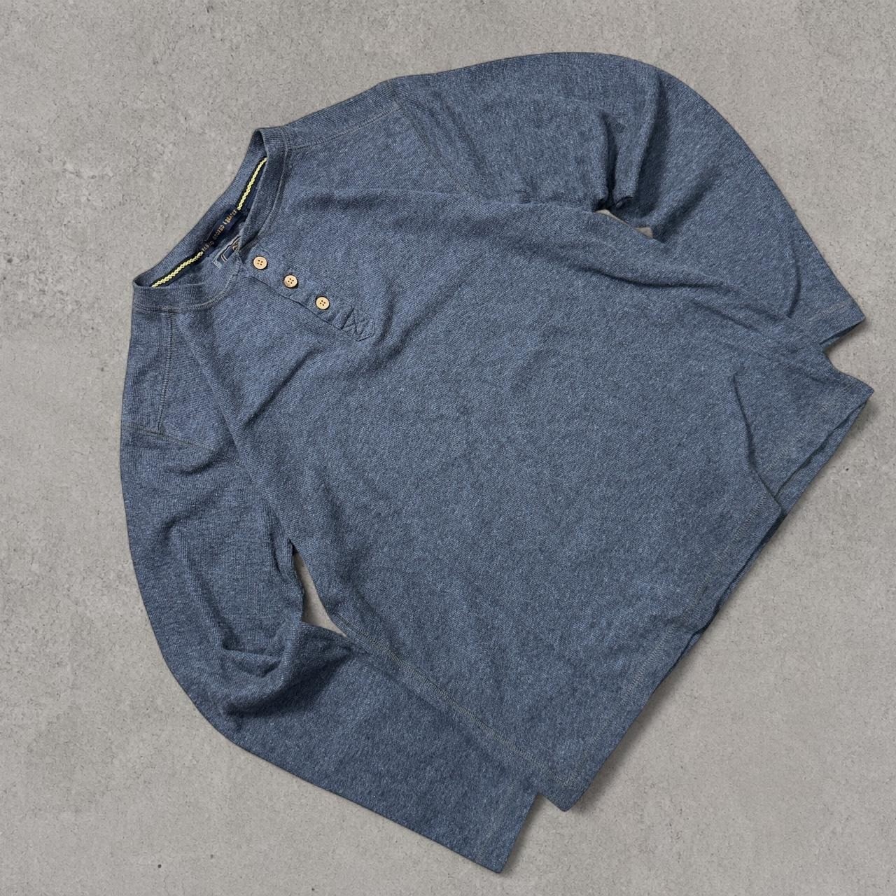 Original Vintage 1946 Washed Henley Shirt Mens Large Charcoal Blue Wood Buttons Original Vintage 1946 Washed Henley Shirt Mens Large Charcoal Blue Wood Buttons