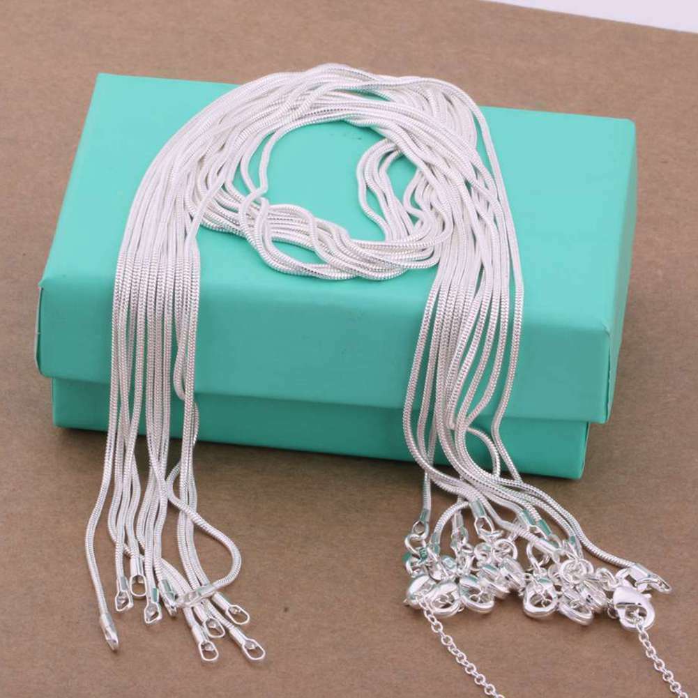 10PCS Wholesale 925 Silver Plated 1MM Snake Chain Necklace XXDC08 10PCS Wholesale 925 Silver Plated 1MM Snake Chain Necklace XXDC08