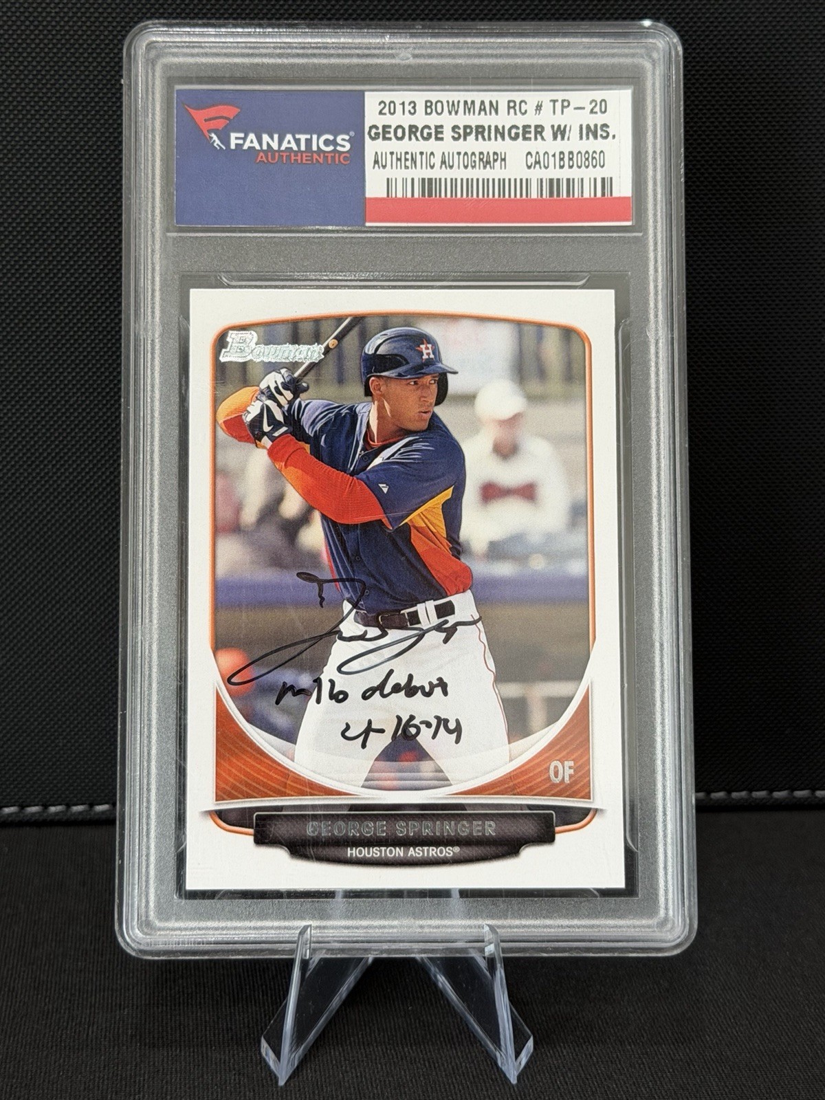 2013 Bowman RC# TP-20 George Springer MLB Debut Auto Fanatics Authentic 2013 Bowman RC# TP-20 George Springer MLB Debut Auto Fanatics Authentic