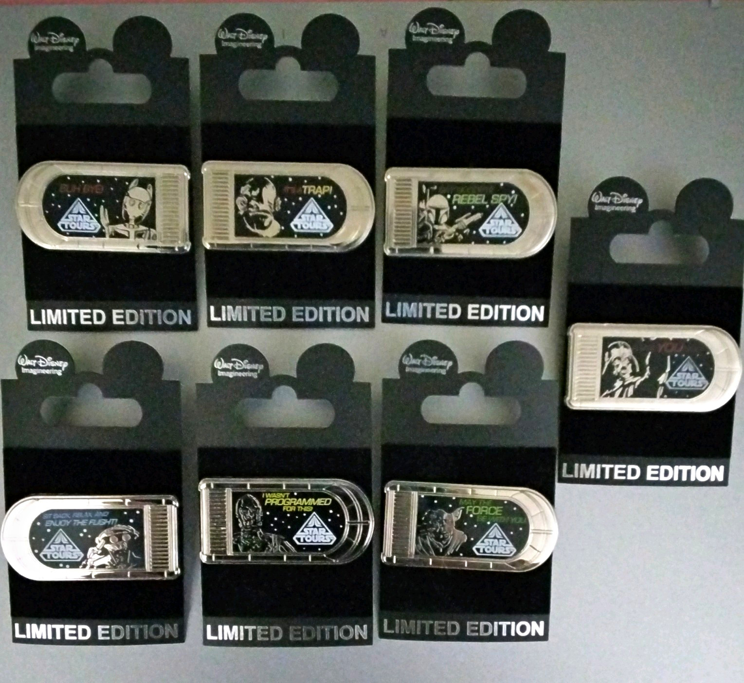 2012 WDI Disney Star Tours Attraction Star Wars LE 250 - 7 Pin Complete Set 2012 WDI Disney Star Tours Attraction Star Wars LE 250 - 7 Pin Complete Set