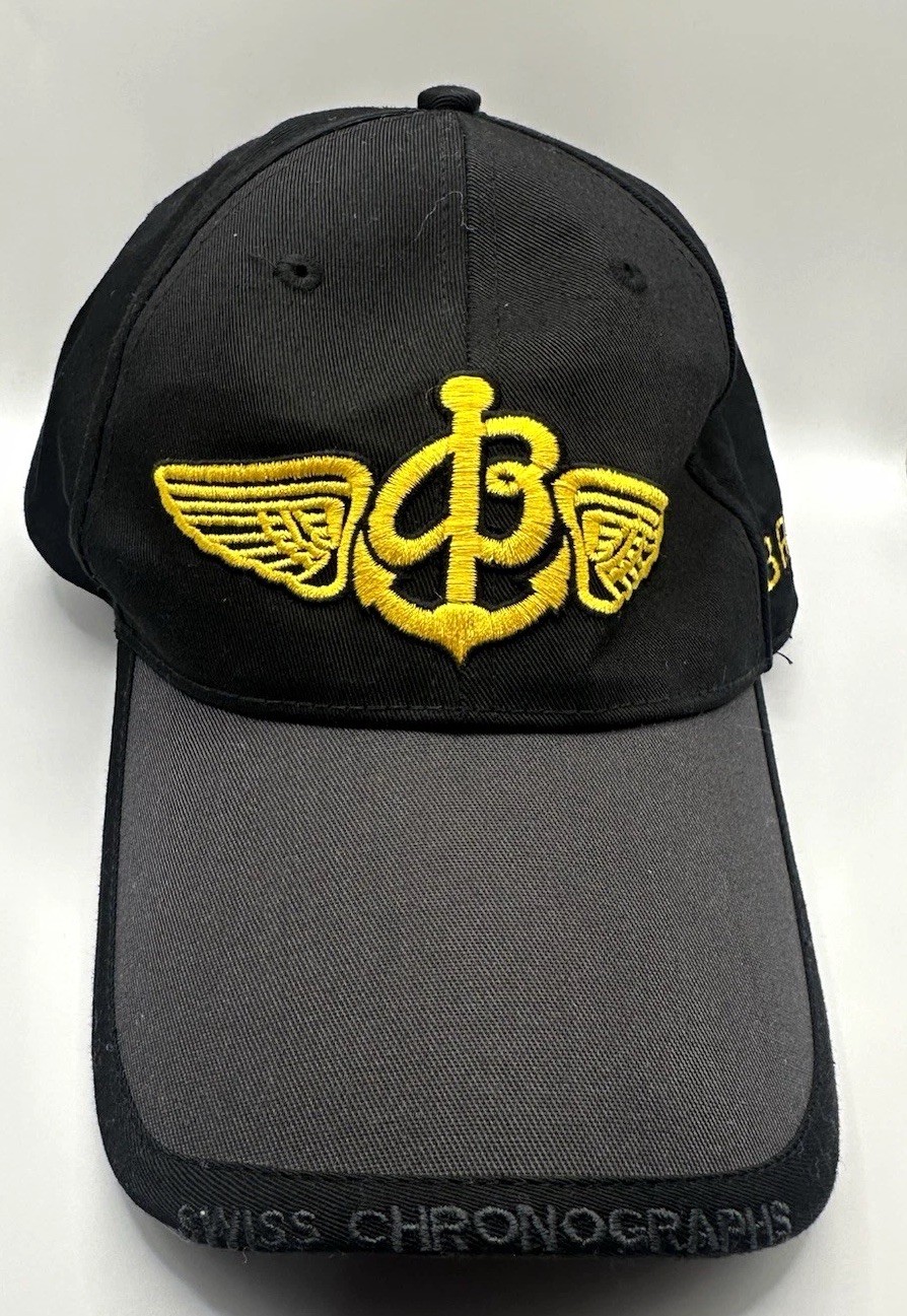 Breitling Hat Cap Winged B Logo Black Swiss Chronographs Since 1884 OSFA Promo