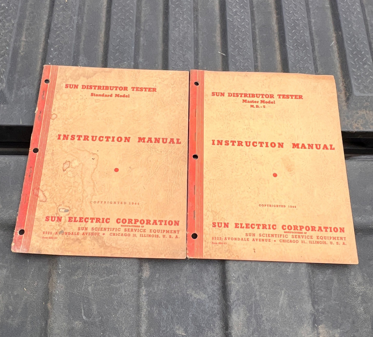 2 Vintage Sun Distributor Tester Standard & Master Instruction Manuals 2 Vintage Sun Distributor Tester Standard & Master Instruction Manuals