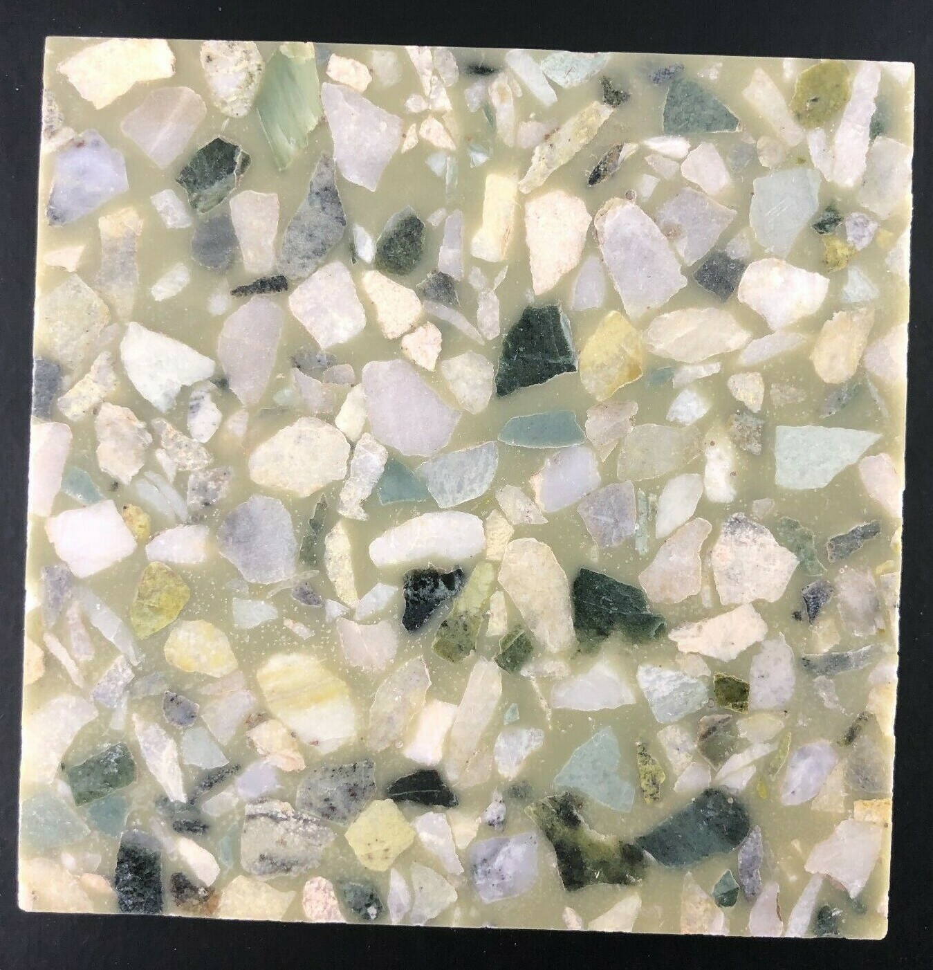 VTG Fritztile Terrazzo Mini Floor Tile Single Sample 110 Accent Green RETRO Rare