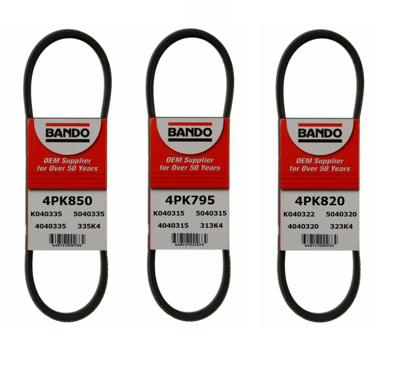 For Honda Civic 1996-00 BANDO OEM 3-Belt Kit AC-PWR-ALT 4PK795 - 4PK820 - 4PK850