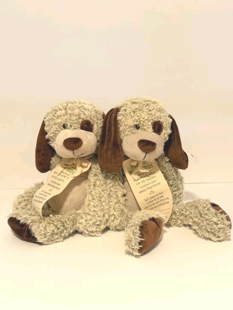 TWO Demdaco Plush Puppy Gift For Big Brother From Baby 16\ TWO Demdaco Plush Puppy Gift For Big Brother From Baby 16\