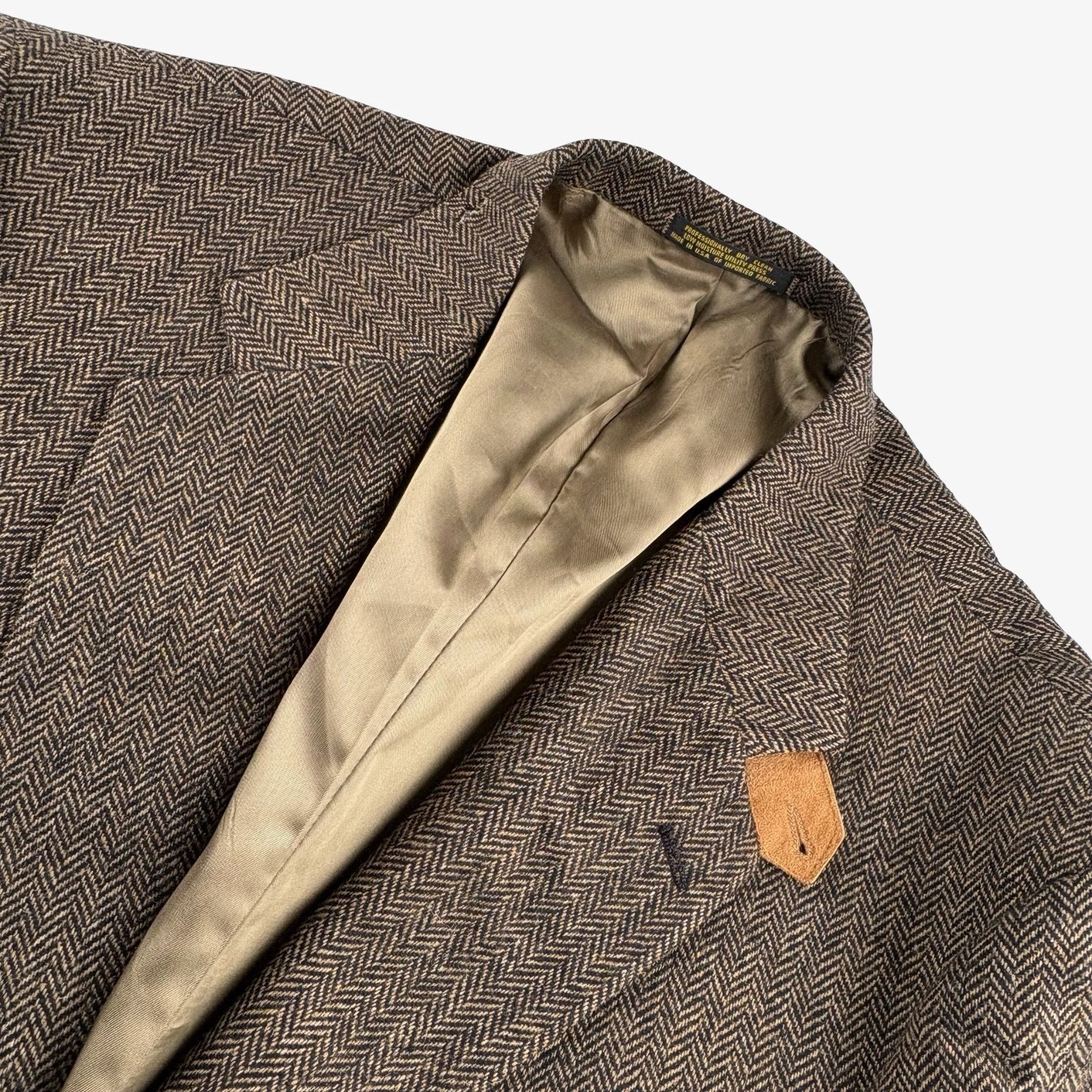 VTG Evan Picone Men’s Wool Tweed Herringbone Blazer Jacket Brown • USA • 46L