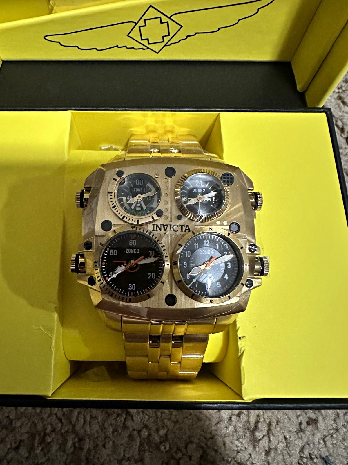 Invicta Aviator Zulu Time Multi-Dial Gold Tone