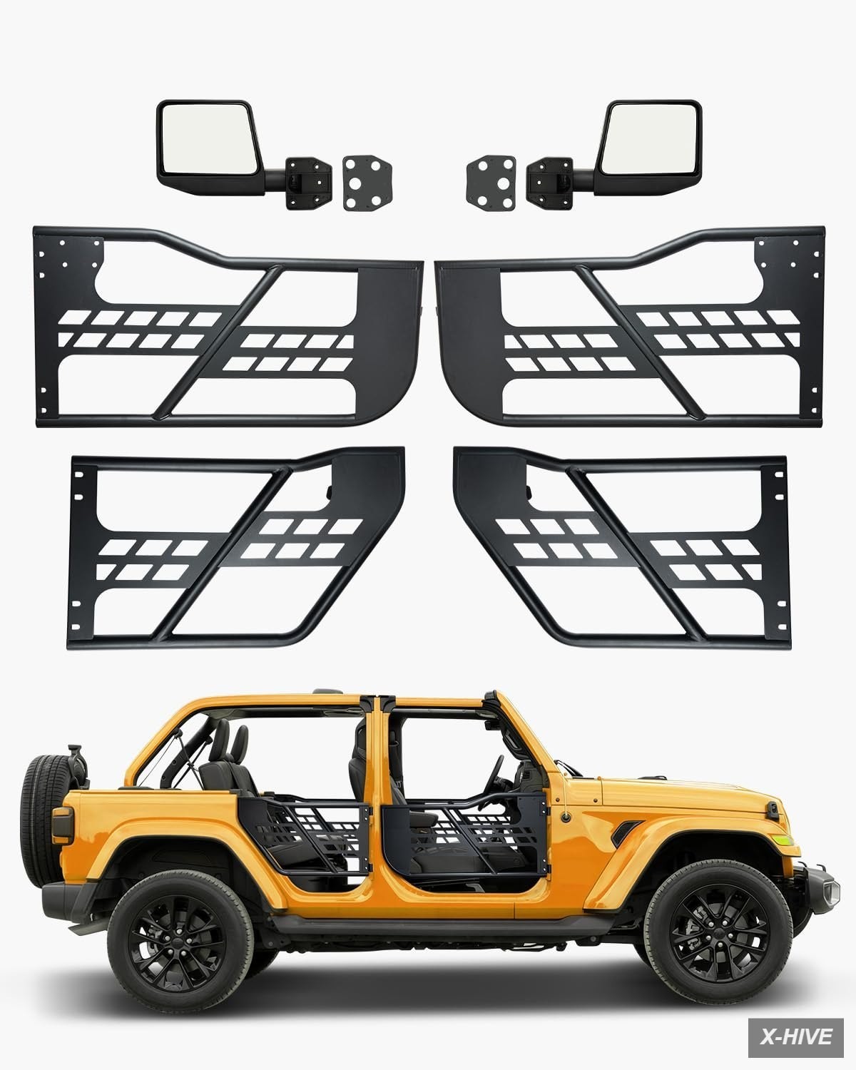 VEVOR Jeep JK Tube Doors 4 Door with DOT Certified Rear View Mirrors,Fit for