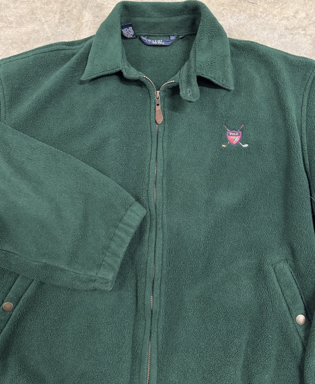 Vintage Polo Golf Ralph Lauren Fleece Harrington Jacket Lg Crest Logo USA Made Vintage Polo Golf Ralph Lauren Fleece Harrington Jacket Lg Crest Logo USA Made