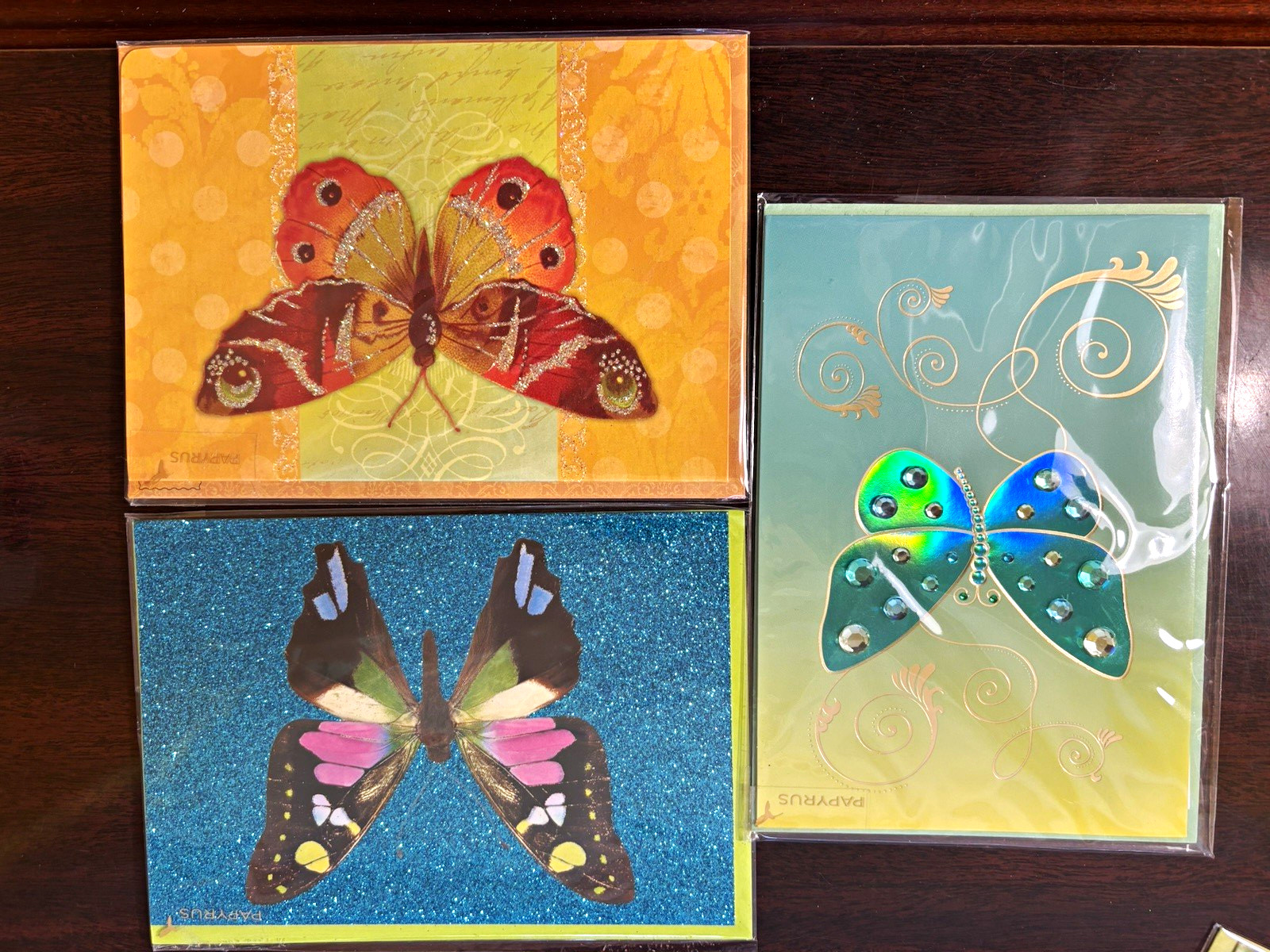 Papyrus Butterfly Greeting Cards Lot of 3 w/ Envelopes Blank Inside Embellished Papyrus Butterfly Greeting Cards Lot of 3 w/ Envelopes Blank Inside Embellished