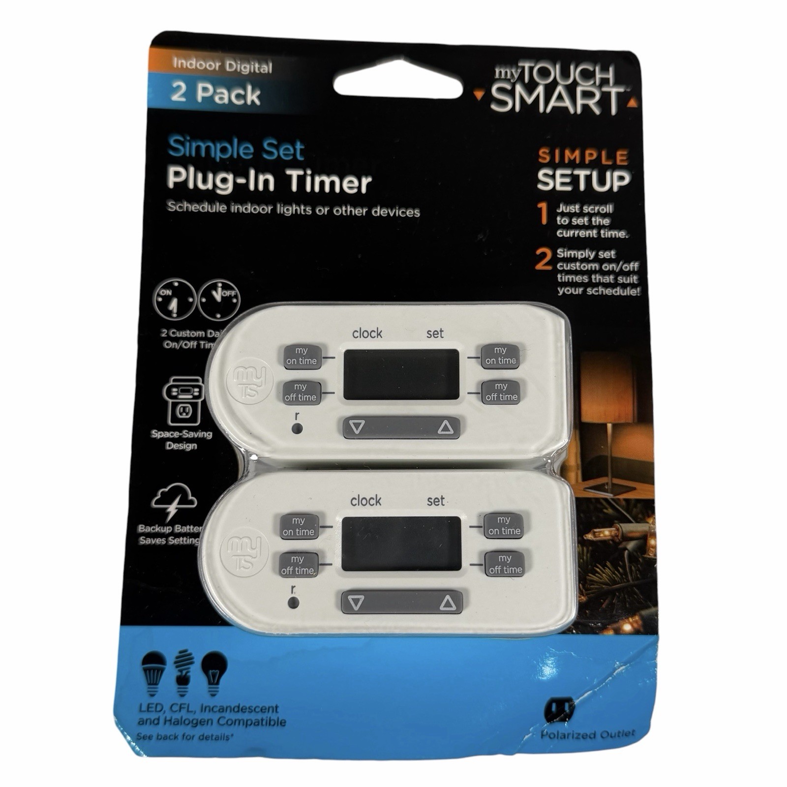 My Touch Smart Simple Set Plug-In Timer Indoor Digital 2 pack NEW 