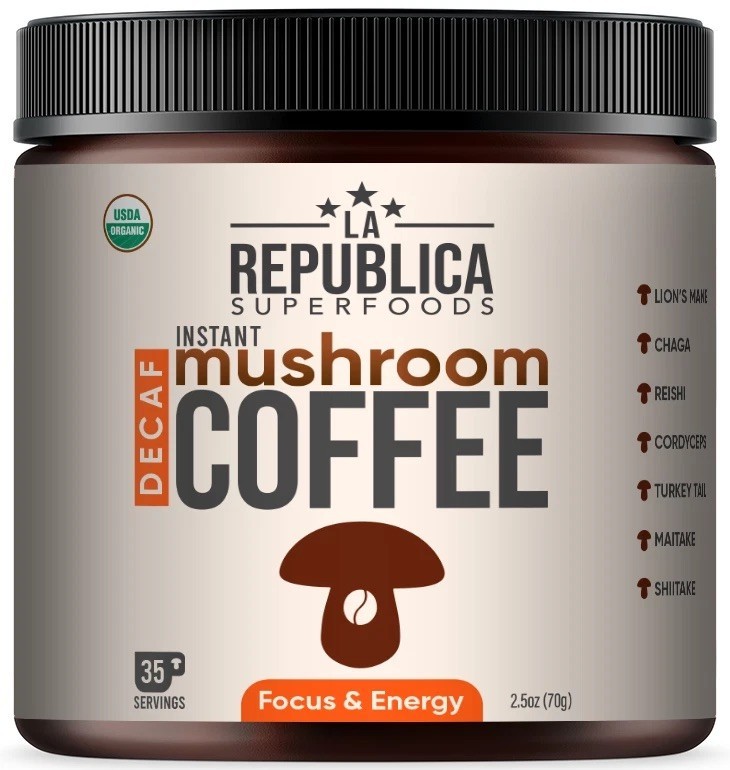 DECAF La Republica Mushroom Coffee (Instant w Full-Fruiting Bodies Lion's Mane) DECAF La Republica Mushroom Coffee (Instant w Full-Fruiting Bodies Lion's Mane)