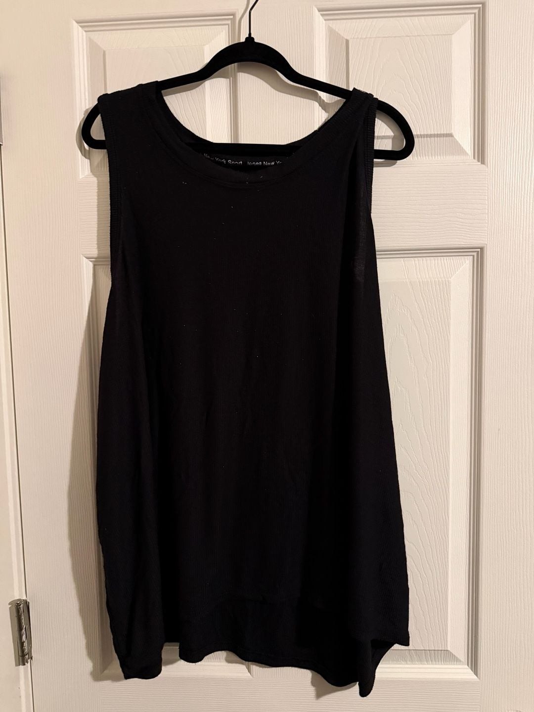 Jones New York Sport Tank Top Size 3X Black Ribbed Rayon Spandex Jones New York Sport Tank Top Size 3X Black Ribbed Rayon Spandex