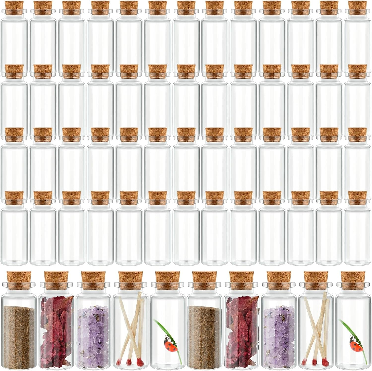 Patelai 24 Pcs Small Glass Jars with Cork Lids, Mini Bottles,10Ml/0.3Oz Patelai 24 Pcs Small Glass Jars with Cork Lids, Mini Bottles,10Ml/0.3Oz