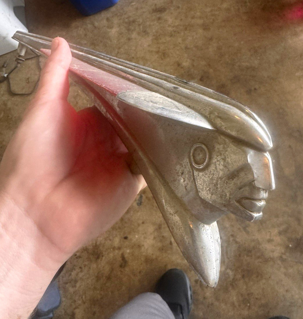1948 Pontiac Flying Chief Hood Ornament 510565 Red Lucite Vintage Original OEM