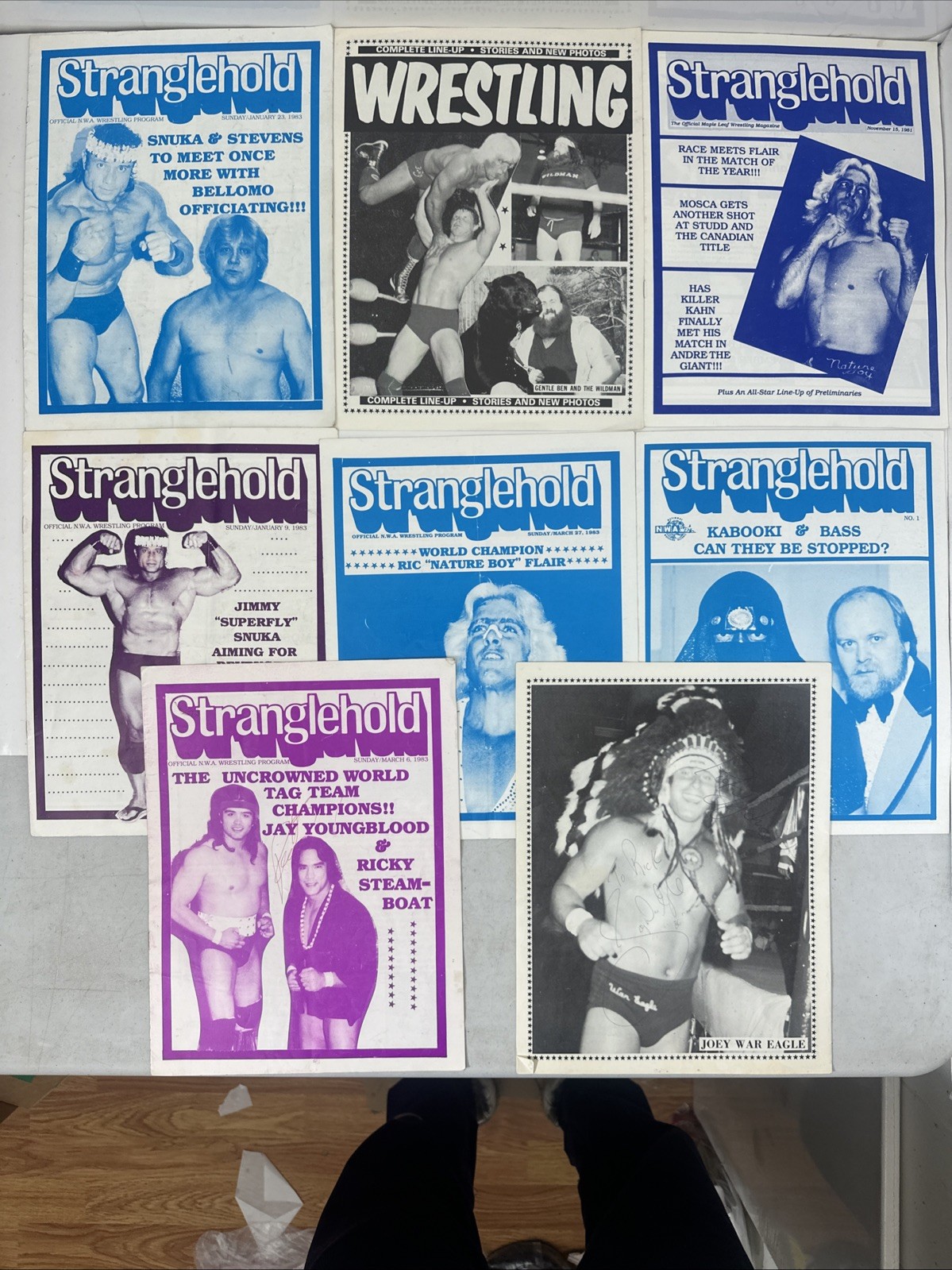 Vintage NWA 8  Toronto Wrestling Program Lot 2 Signed Ric Flair Hogan Andre Race