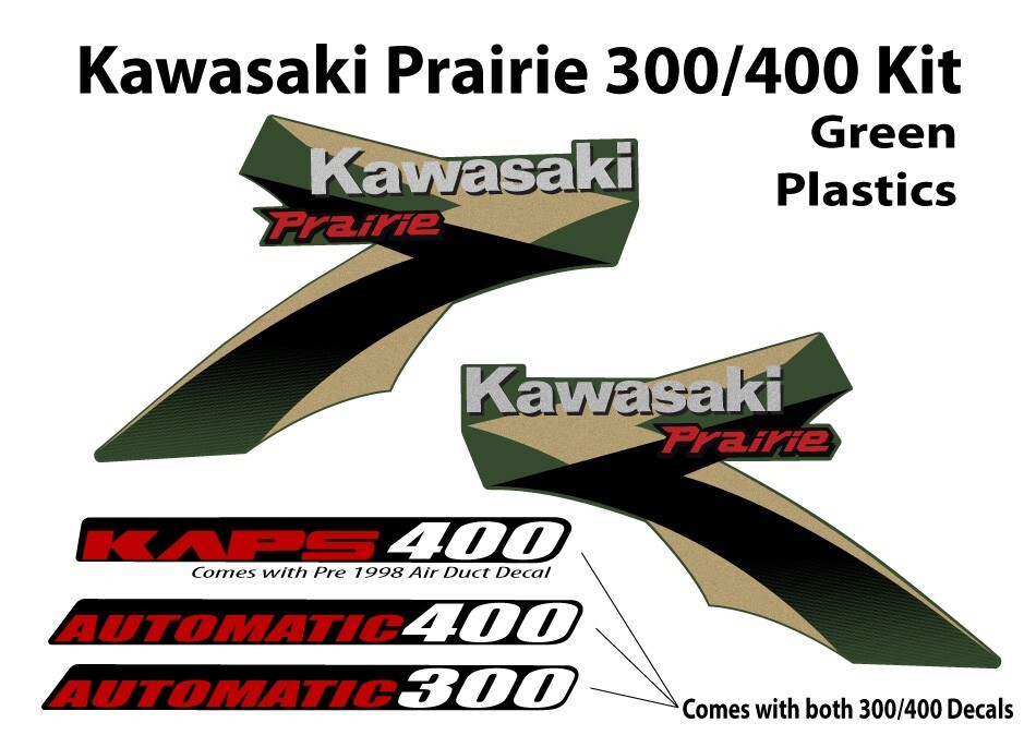 1997-2002 Kawasaki Prairie 300 400 4x4 Decal Graphics Emblem Marks Kit