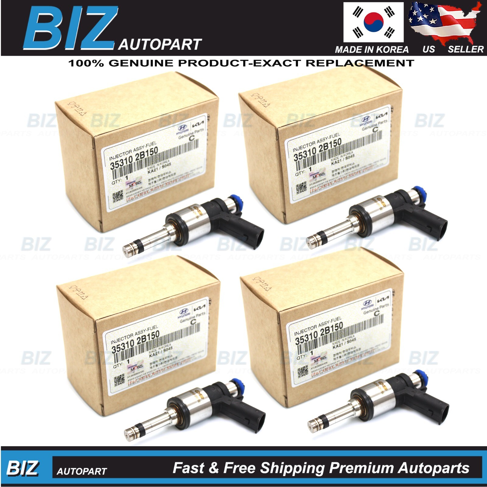 Genuine 4x Fuel Injectors for 18-19 Accent 18-19 Rio 17-19 Soul 1.6L 35310-2B150 Genuine 4x Fuel Injectors for 18-19 Accent 18-19 Rio 17-19 Soul 1.6L 35310-2B150