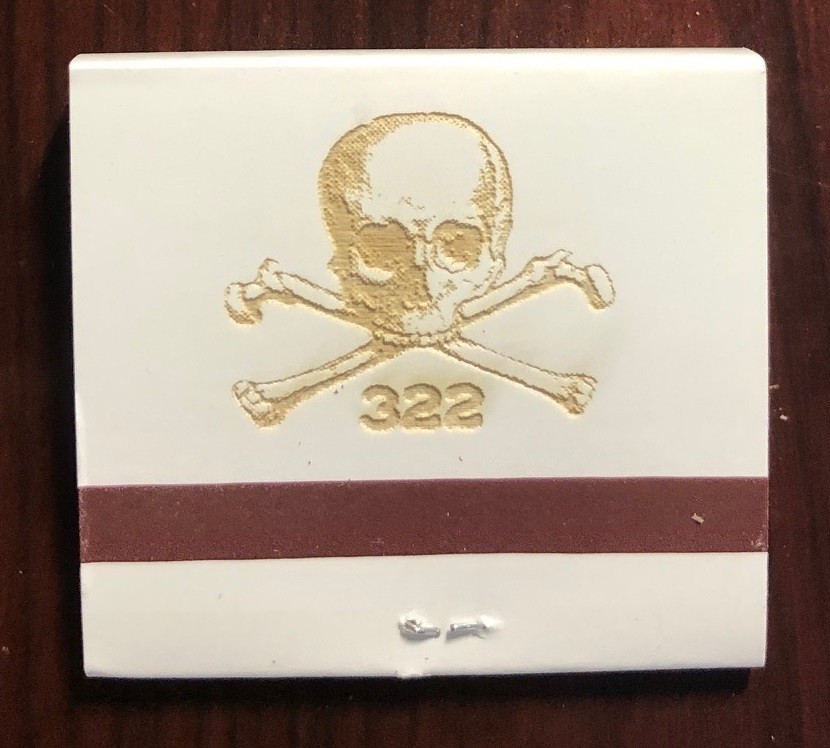 Yale Secret Society Skull & Bones #322 Fraternity Matchbook