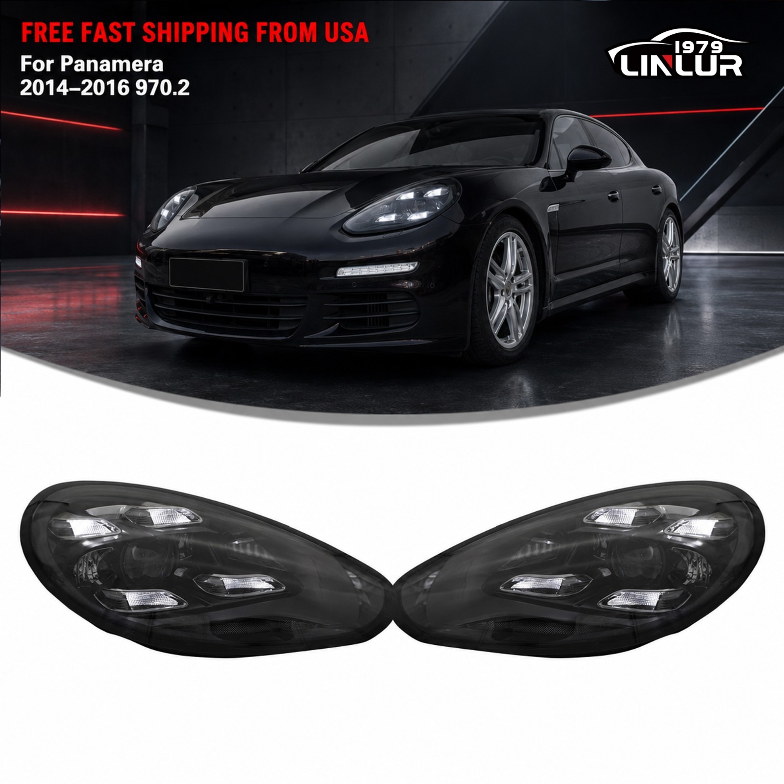 2023 PDLS Style LED Headlights For 2014-2016 Porsche Panamera 970.2 Upgrade
