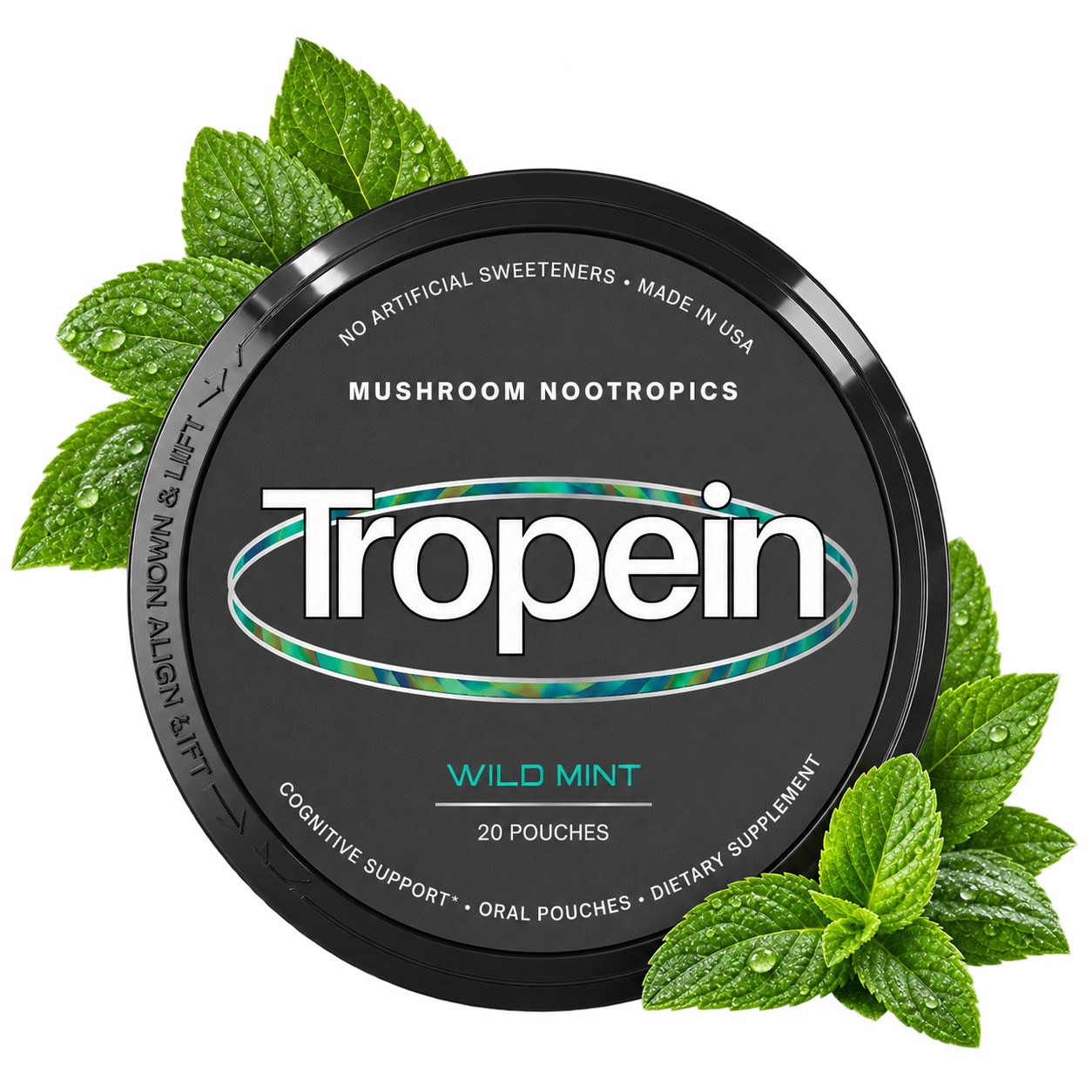 Tropein Nootropic Mushroom Pouches – 20 Pouches Per Can, Natural Flavors