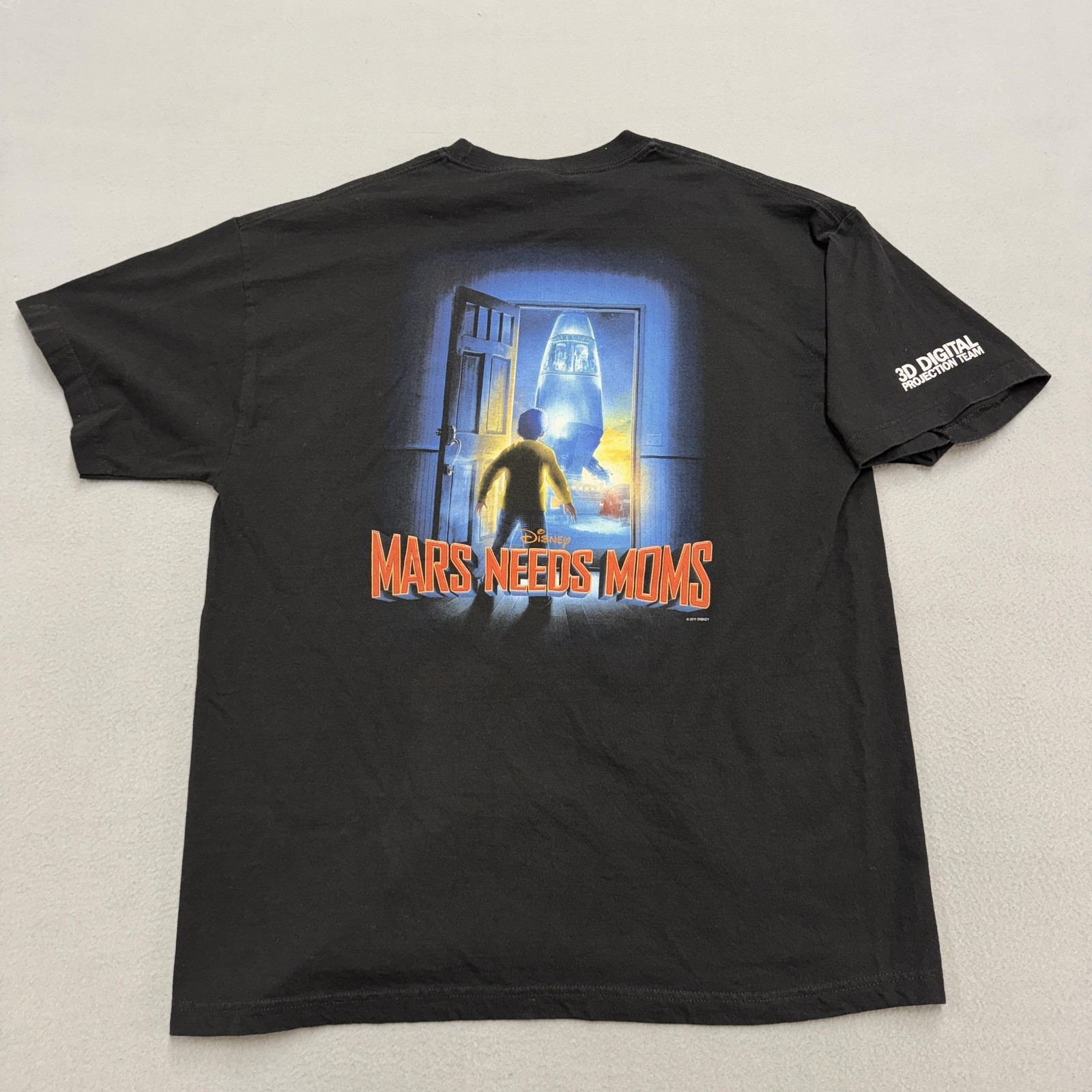 Disney Mars Needs Moms Shirt Mens XL Black 2011 Movie Promo 3D Projection Team