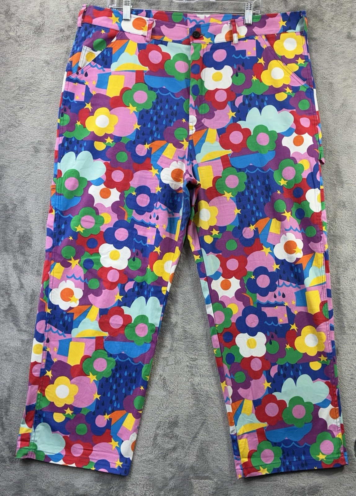 Nooworks Summer Daze Multicolored Carpenter Pants 3XL Made in USA Maximalist