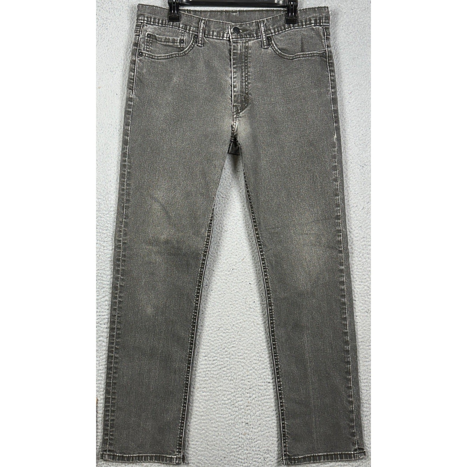 Levis 541 Jens Mens 35X34 Grey Athletic Taper Distressed Red Tab Stretch Denim
