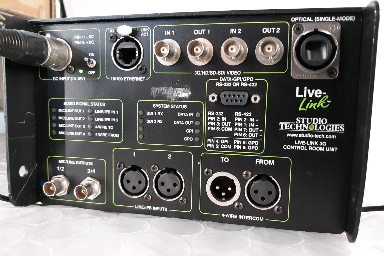 Studio Technologies LL3GCR-032 3G Control Room Unit  3G/HD/SD-SDI NO AC *TESTED*