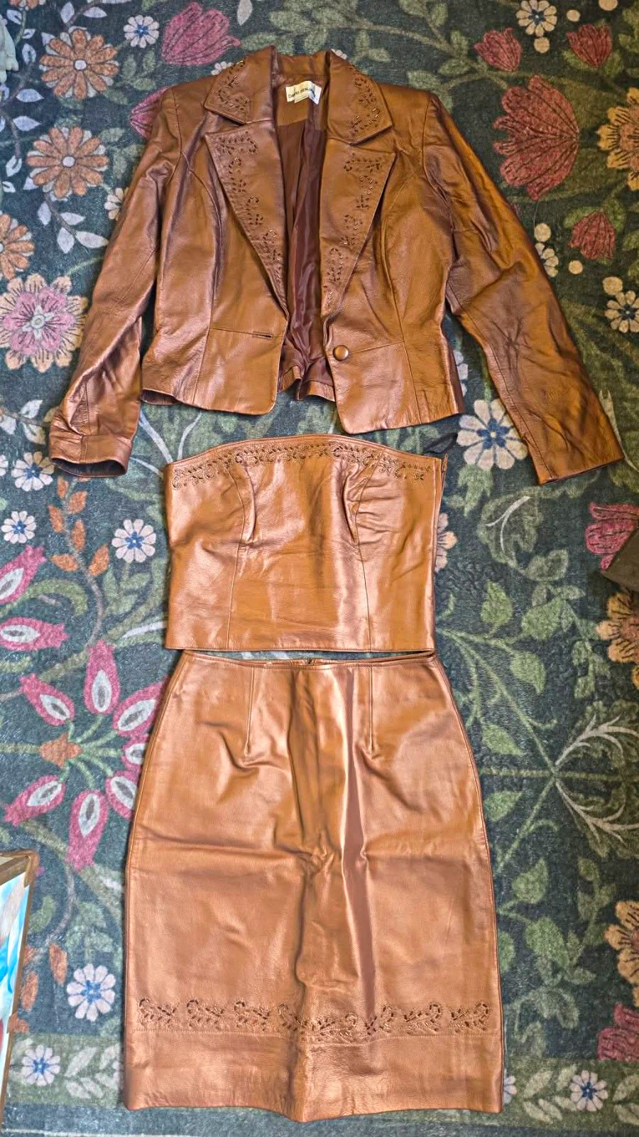 Y2K David Benjamin Leather 3pc Skirt, Tube Top And Jacket Y2K David Benjamin Leather 3pc Skirt, Tube Top And Jacket