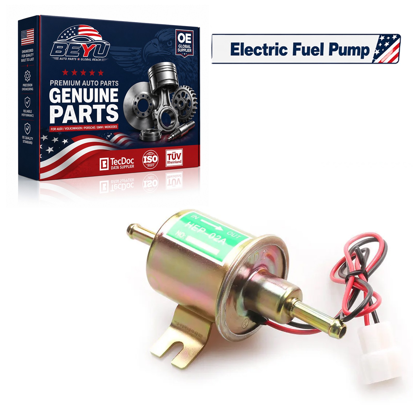 24V Universal Electric Fuel Pump HEP-02A 4-7PSI Inline Low Pressure Gas Diesel