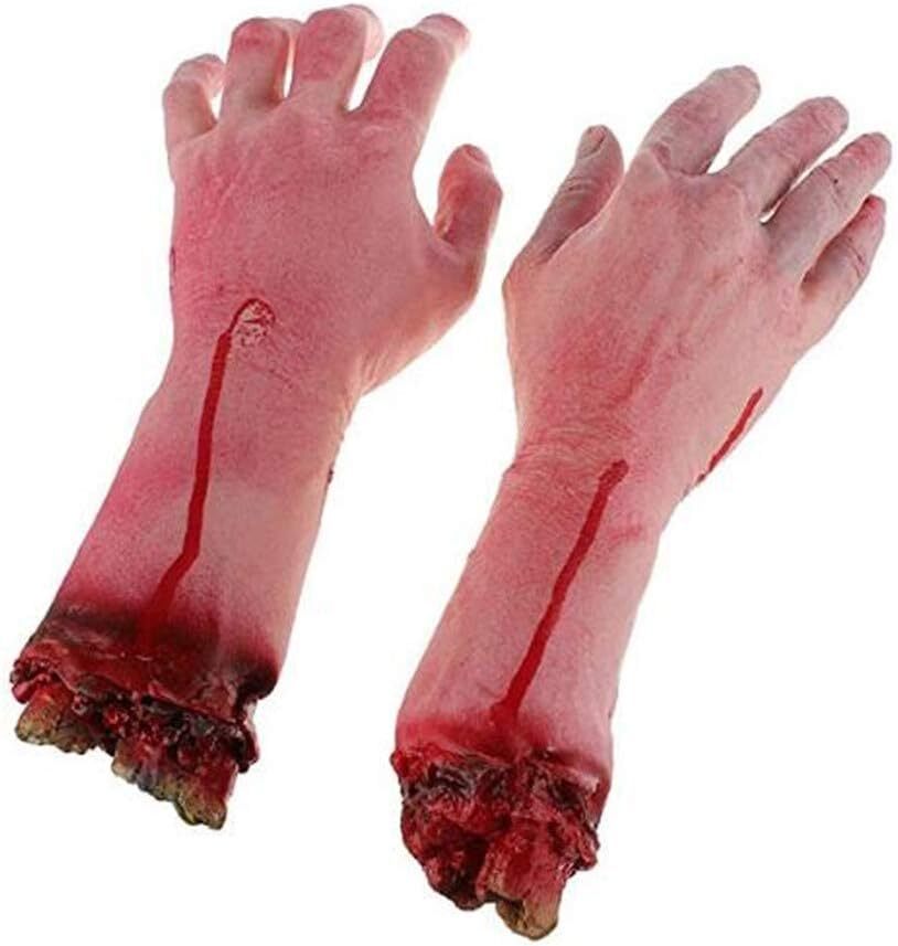 Realistic Severed Arms Halloween Props Bloody Red Scary Decorations 2 Pack Realistic Severed Arms Halloween Props Bloody Red Scary Decorations 2 Pack