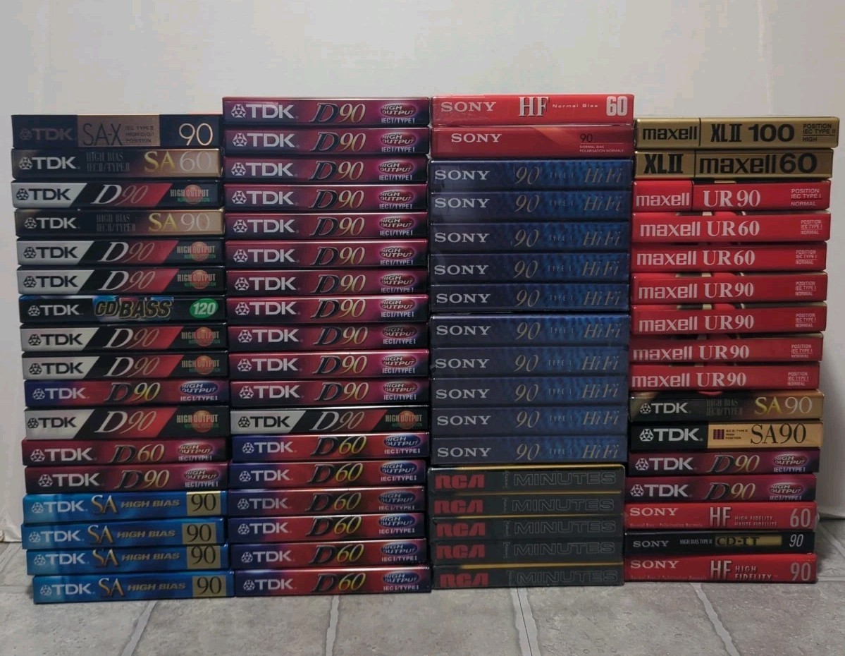 Blank Audio Cassette Tapes TDK Maxell Sony Etc. Lot Of 68 Blank Factory Sealed Blank Audio Cassette Tapes TDK Maxell Sony Etc. Lot Of 68 Blank Factory Sealed