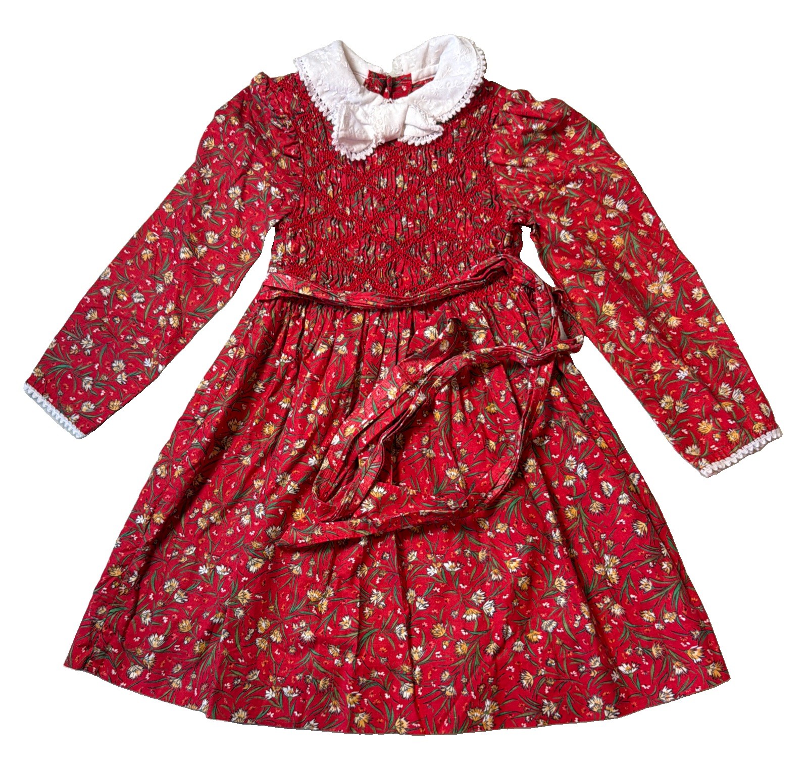 Vintage 1970s Toddler Girls Prairie Dress Red Floral Size 5 Vintage 1970s Toddler Girls Prairie Dress Red Floral Size 5