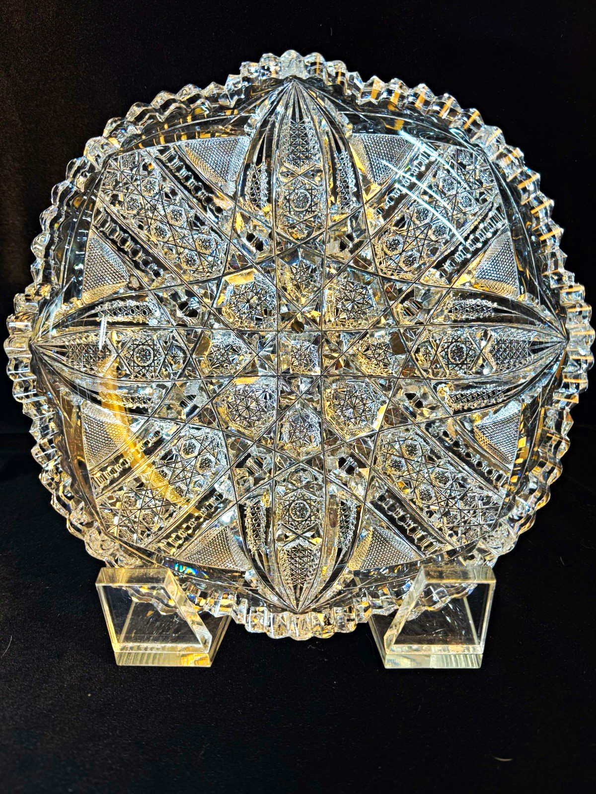 American Brilliant Cut Glass Bowl signed J. Hoare-Newport pattern.