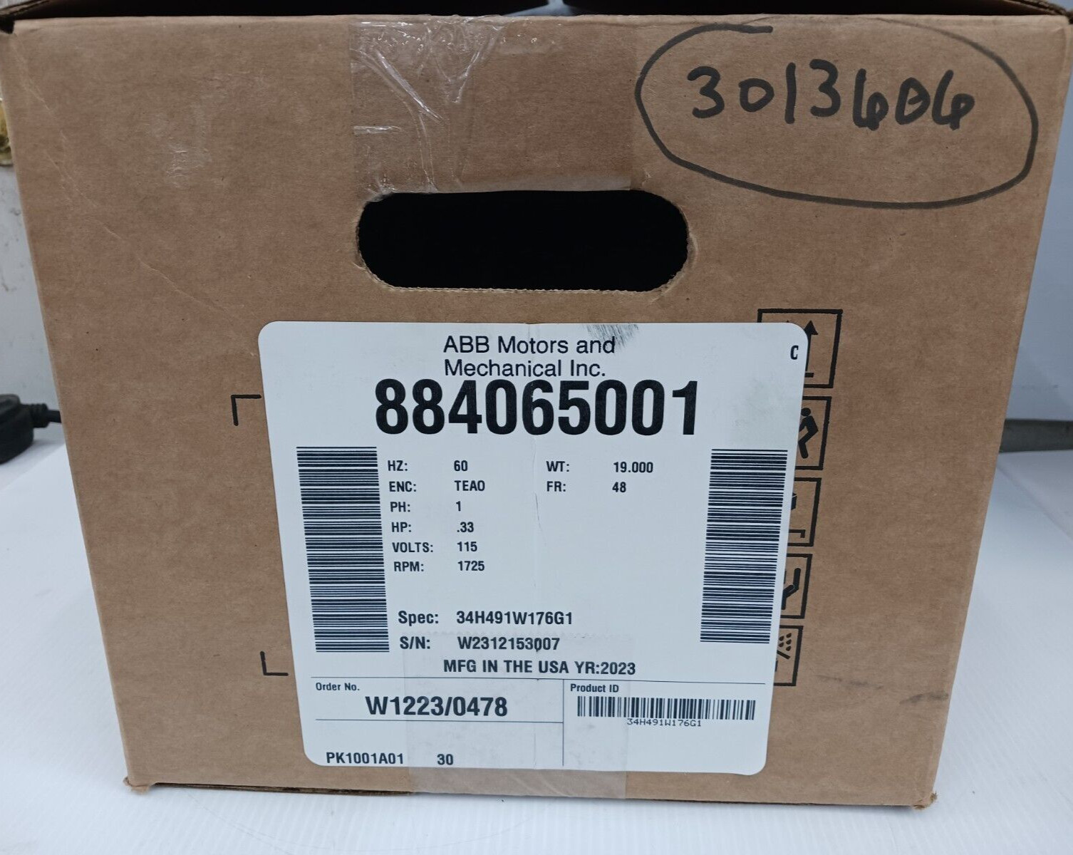 NEW BALDOR 1/3 HP TEAO INDUSTRIAL MOTOR 1 PHASE 1725 RPM 48 FRAME
