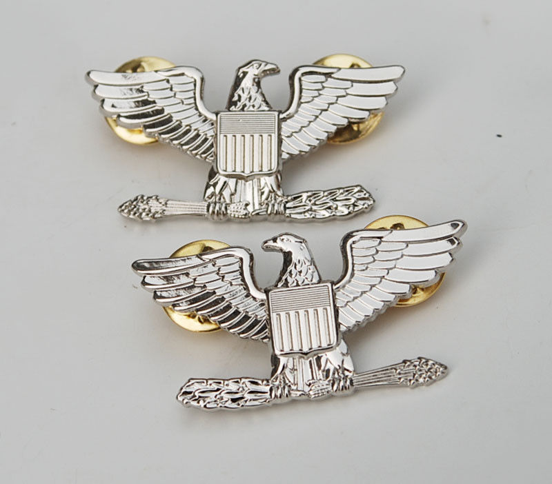 Pair WW2 WWII US Army Colonel Eagle War Bird Device Pin Badge Insignia -US215 Pair WW2 WWII US Army Colonel Eagle War Bird Device Pin Badge Insignia -US215