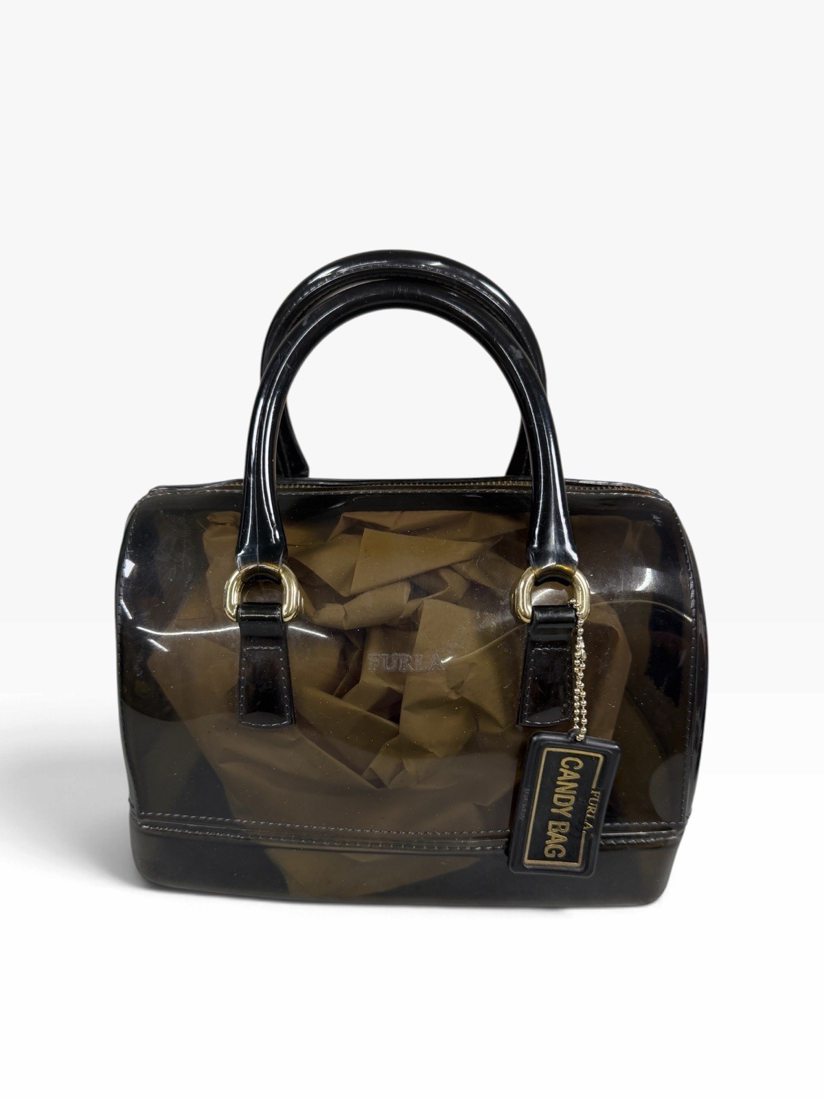 Furla Candy Bag Translucent Satchel Top Handle Black Furla Candy Bag Translucent Satchel Top Handle Black