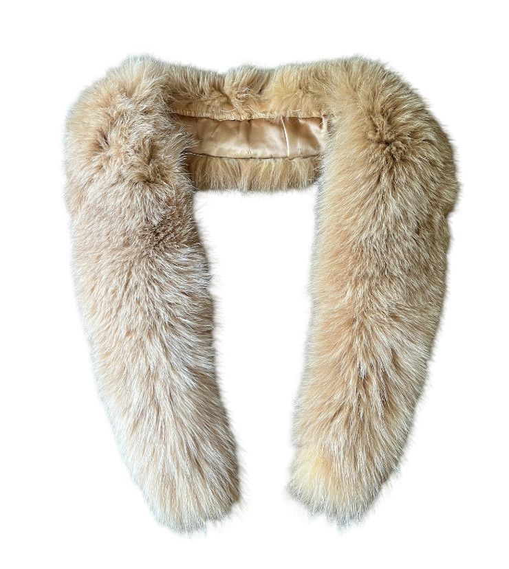 Gorgeous Real FOX FUR COLLAR Scarf Stole Wrap Champagne Light Caramel Length 46\ Gorgeous Real FOX FUR COLLAR Scarf Stole Wrap Champagne Light Caramel Length 46\