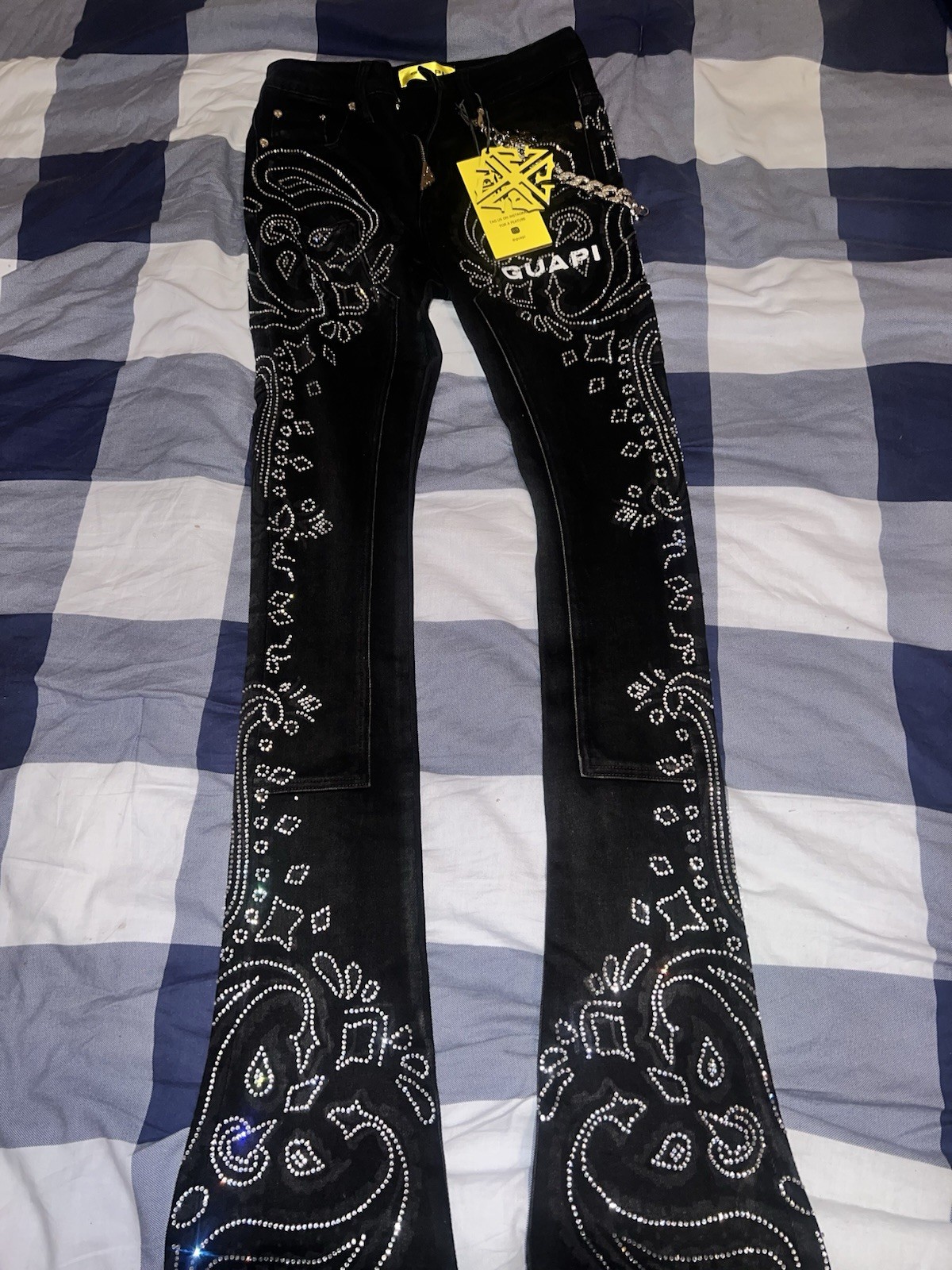 Guapi Black Jeans with Black Chain Size 28 Guapi Black Jeans with Black Chain Size 28