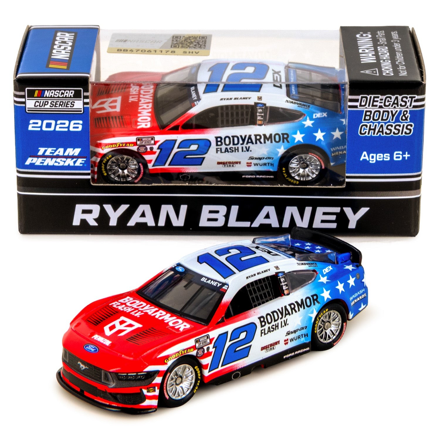 Ryan Blaney BodyArmor Patriotic 1:64 2026 Diecast Car Ryan Blaney BodyArmor Patriotic 1:64 2026 Diecast Car