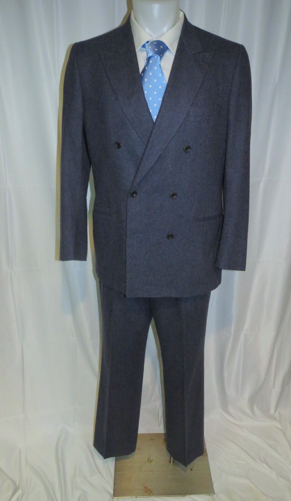 Francesco Smalto Paris x Cifonelli Vintage Blue Flannel Double Breasted Suit 42R Francesco Smalto Paris x Cifonelli Vintage Blue Flannel Double Breasted Suit 42R