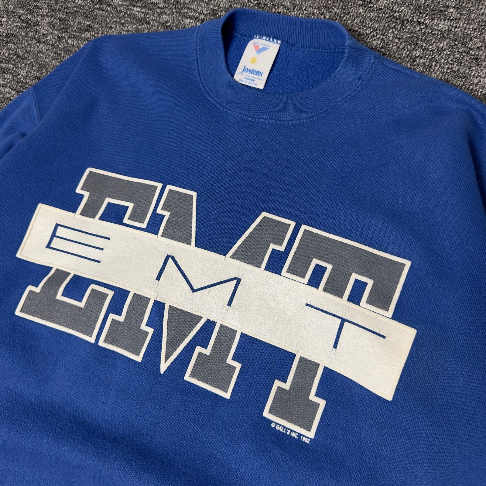 Vintage 1992 EMT Jostens Crewneck Sweatshirt XL Blue