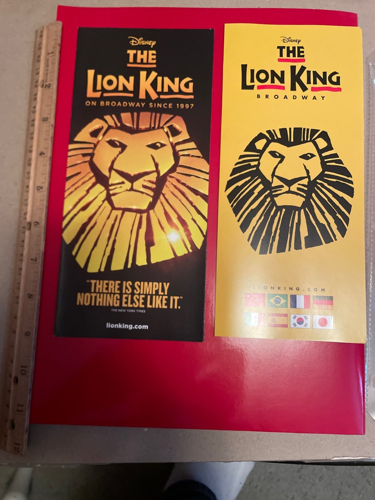 Lot of TWO Broadway Flyers from The Lion King