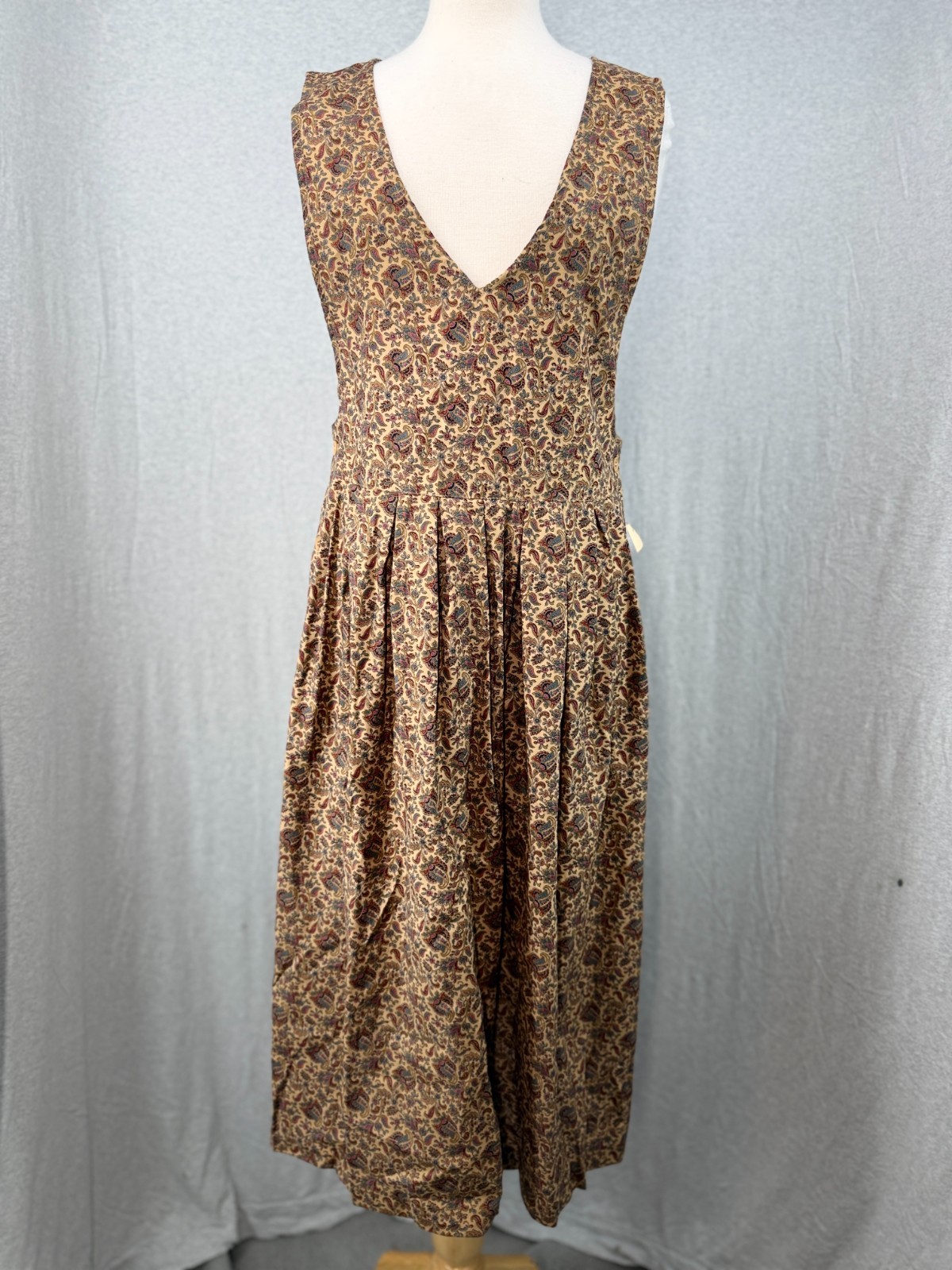 NOS Vintage Via Sant Andrea Paisley Pinafore Jumper Dress Sz 11/12 Cottagecore